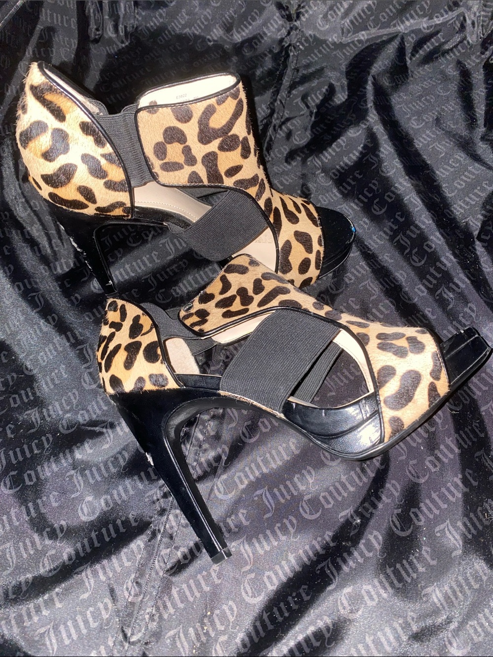 Calvin Klein Leopard Print High Heel Sandals - Black & Brown